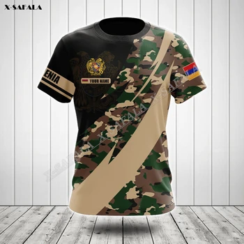  Дышащая футболка с 3D-принтом эмблемы Армении, Летняя мужская повседневная футболка с круглым вырезом, Камуфляжный флаг Ветерана армии