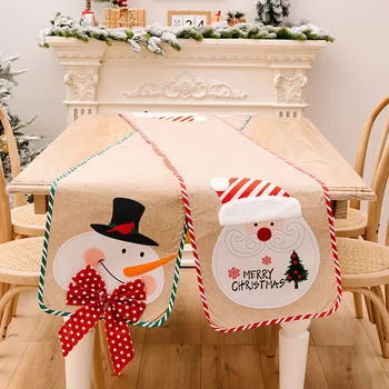  Льняной Санта-Клаус Снеговик Настольный Флаг Моющийся Домашний Декор Салфетка Рождественская Посуда Украшения для Салфеток