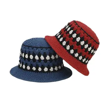  Осенне-зимняя хлопковая теплая шляпа рыбака с цветочным узором, панама для путешествий на открытом воздухе, солнцезащитная кепка для девочек и женщин 196