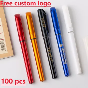  100 шт. / лот Ручка для подписи с пользовательским логотипом рекламный подарок рекламная ручка черная 0,5 мм высококачественная бизнес-карбоновая гелевая ручка оптом