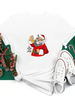  Мультяшное Рождество, Универсальная Рождественская футболка, женский принт, женский топ с принтом Снеговика, Женский подарок, Новогодний принт, Короткий рукав, отпуск