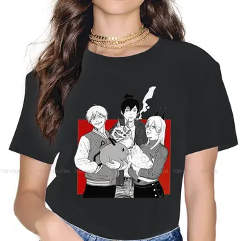  Футболка Chainsaw Man для девочек, женские топы Denji Aki Power, футболки Kawaii с графическим рисунком, женская хлопковая футболка 4XL
