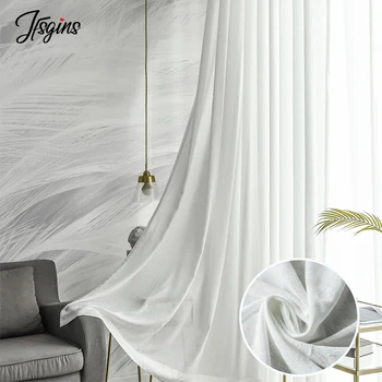  Элегантные шторы из мягкого тюля для гостиной, спальни, Белые шторы для окон, тканевые шторы, Затеняющие 40% Cortinas Cocina