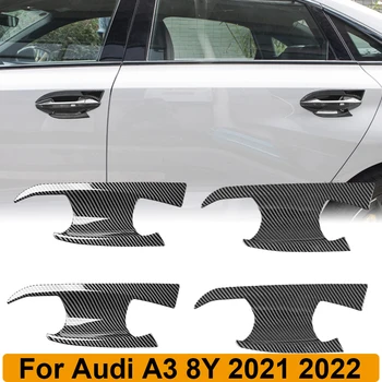  4 шт./компл. для Audi A3 8Y Седан Sportback 2021 2022 Наружная дверная ручка Крышка чаши Декоративная наклейка для отделки автомобильных аксессуаров