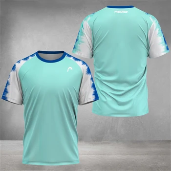  Мужская дышащая спортивная футболка для бадминтона, Новая футболка для фитнеса с коротким рукавом, мужские теннисные топы с однотонным принтом, Одежда большого размера