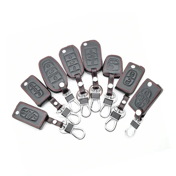  Чехол для ключей от автомобиля из натуральной кожи для Peugeot 107 206 207 208 306 307 308 407 408 508 RCZ для Citroen C2 C3 C4 C5 Чехол для ключей