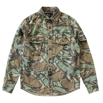  Весенняя рабочая рубашка, мужская свободная камуфляжная одежда, хлопковая верхняя куртка с длинными рукавами, армейские топы для рыбалки и охоты на открытом воздухе