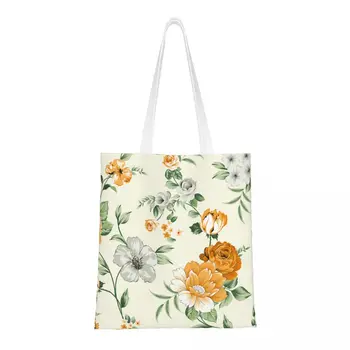  Винтажные сумки-тоут с цветочным узором, женская сумка, складная студенческая желтая сумка через плечо с цветочным принтом, сумка для покупок