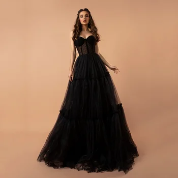  Элегантное Роскошное Черное Очаровательное платье для выпускного вечера 