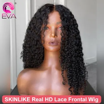  Eva Hair 13x6 Full Lace Frontal HD Кружевные Фронтальные Парики Глубокие Вьющиеся Парики Из Человеческих Волос 250% Плотности Бесклеевые HD Кружевные Парики 13x4 Frontal