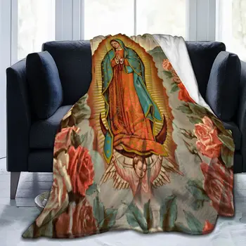  Мексиканское одеяло Девы Марии Богоматери Гваделупской, христианское католическое Фланелевое винтажное покрывало для стула, покрывающее диван Queen