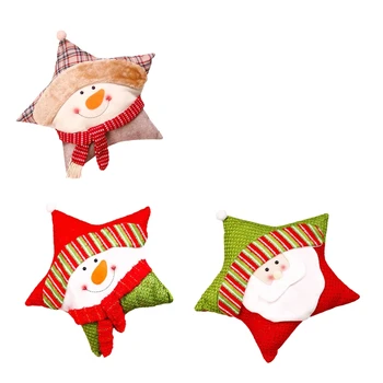  Рождественская подушка с пятиконечной звездой, тканевые подушки в виде Санта-Снеговика, для украшения дома, спальни, офиса, подушка для броска