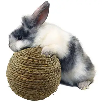  Маленькая жевательная игрушка для домашних животных Натуральная чистка зубов Травяной шарик Кролики Кошки Мелкие грызуны Игрушка для шлифовки зубов зоотовары