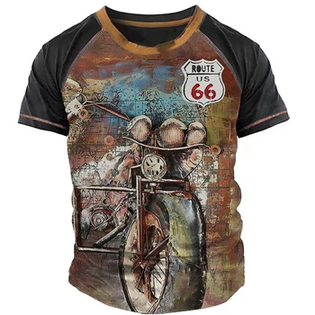  Винтажные мужские футболки с мотоциклетной графикой, летняя одежда, футболки с 3D-графикой, уличная одежда, топы с короткими рукавами, мужские футболки Shreet