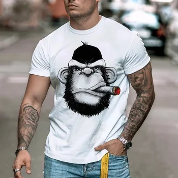  Летняя творческая личность, мужская футболка с 3D-принтом в стиле хип-хоп, модный повседневный тренд, уличный топ с круглым воротником