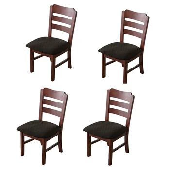  4 Съемных моющихся чехла для сидений стульев из эластичного жаккарда, защита от пыли, Чехлы для стульев в столовой, чехлы для подушек сидений.