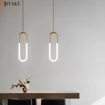  Современный латунный одноместный подвесной светильник с двойной головкой, U-образная трубка, 360-градусные светодиодные подвесные светильники в помещении, декоративные лампы