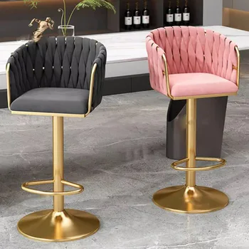  Регулируемые стулья для лаунж-бара Современный простой дизайн спинки Вращающийся скандинавский стул из золотой кожи Удобная домашняя мебель Barkrukken