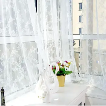  2 предмета Европейских белых кружевных прозрачных занавесок для гостиной, окна спальни, тюлевые занавески Serape Home Decor