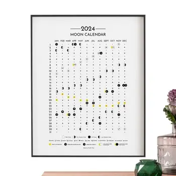  Календарь Фаз Луны на 2024 год Декоративные Лунные Ежемесячные Календари Плакаты Настенные Художественные Принадлежности Для Гостиной Спальни Детской Комнаты