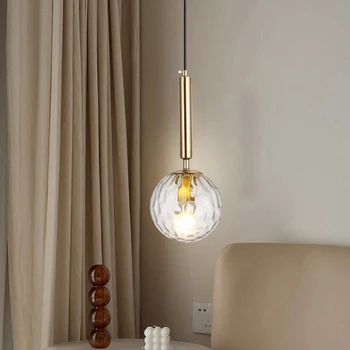  Современный подвесной светильник из белого прозрачного стекла Лампа E27 Золотой Металл для фойе спальни столовой Магазина Регулируемая проволока