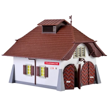  Архитектурная модель масштаба 1/87 HO 38032, сельская пожарная станция с домашним освещением, серия миниатюрных сцен, пейзаж с песочным столом