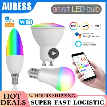  Умная Лампочка WiFi GU10 Dimmable Candle Lamp RGB + CW + WW 5 Вт Приложение eWeLink Голосовое Управление Совместимо С Alexa Google Home Alice