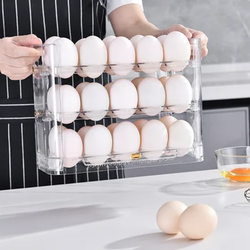  Коробка для хранения яиц, органайзер для холодильника, Контейнеры для еды, футляр для хранения свежих яиц, лоток-дозатор, Кухонные ящики для хранения 1 шт.