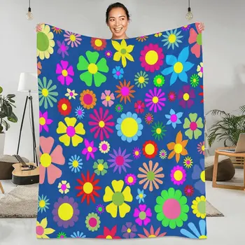  Цветочное одеяло, яркое фланелевое одеяло для пикника с цветочным рисунком, супер Теплое Дизайнерское покрывало для дивана-кровати, подарок на кровать