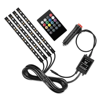  RGB 48LED Подсветка салона автомобиля с беспроводным пультом дистанционного управления через USB, приложение, управление музыкой, несколько режимов декоративного освещения N2UB