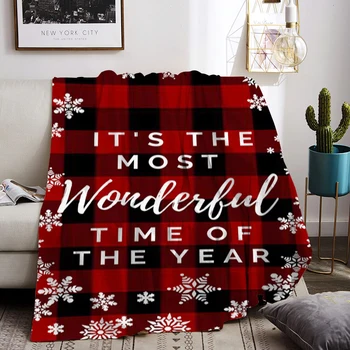  Шерстяное одеяло для гостиной, красное, с Рождеством, Зимнее постельное белье, декоративные одеяла для дивана, Теплое двуспальное покрывало на кровать