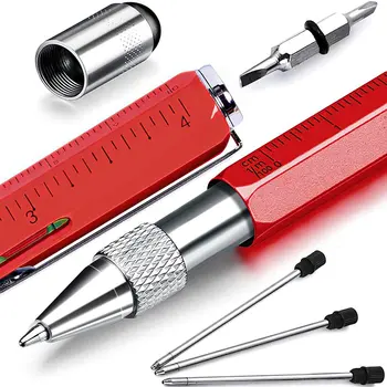  Многофункциональная шариковая ручка с современным ручным инструментом Измерьте Техническую линейку, отвертку, стилус для сенсорного экрана, уровень спирта