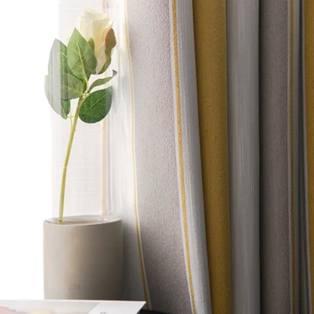  Скандинавские шторы для гостиной, столовой, спальни, выполненные на заказ современной минималистичной жаккардовой строчкой, Контрастные вертикальные полосы на окне