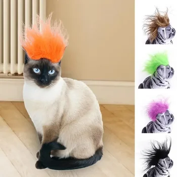  Уникальный кошачий парик и головной убор из искусственного меха кошки, головной убор для косплея, Дизайнерское украшение на резинке, Креативный Реквизит для фотосъемки домашних животных, аксессуары