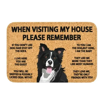  2024 Пожалуйста, помните о правилах содержания собак Бордер-колли, Коврик для двери, Противоскользящий коврик для кухни, ванной, Гаража, гостиной, коврика для входа, Новый год