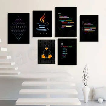  Векторный плакат HTML, JS, плакат Javascript, плакат программирования, печать кода, подарок инженеру-программисту, подарок программисту, код
