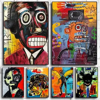  Художественные плакаты Jean-Michel Basquiats из Крафт-бумаги, винтажный плакат, настенная живопись, исследование эстетического искусства, Наклейки на стену небольшого размера