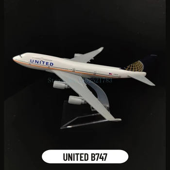  Металлическая копия модели самолета Boeing AIrbus авиакомпании United B747 в масштабе 1:400 в масштабе 16 см - Потрясающая миниатюра для любителей авиации