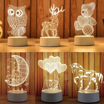  Креативный 3D визуальный светодиодный ночник Настольная лампа Подарок для дома для мальчиков с USB-кабелем