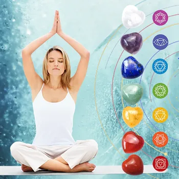  Набор для медитации с кристаллами Crystalchakra Heart Set 7 7 Stone Yoga Polished Energy Massage Heart Home Рождественское украшение Снежинка
