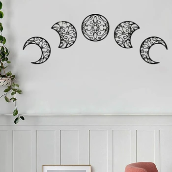  5шт Креативных настенных декораций Moon Cycle, Деревянное настенное украшение в виде Луны для домашней гостиной
