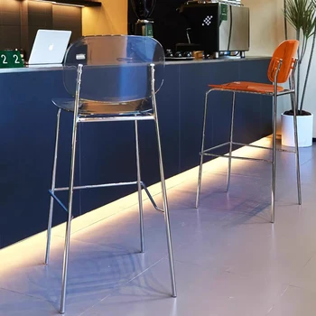  Металлическая спинка барного стула Подставка для ног в индустриальном стиле Высокое кресло для завтрака в столовой Дизайнерский стул Роскошная мебель