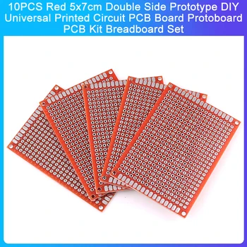  10ШТ Красный двухсторонний прототип 5х7см, Универсальная печатная плата DIY, комплект макетной платы Protoboard PCB Kit