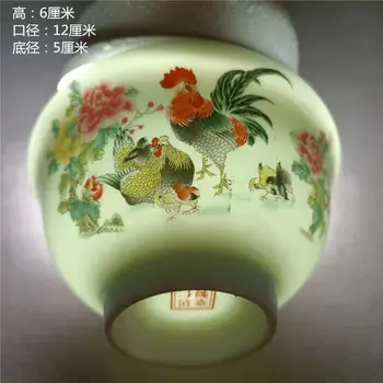  Китайский фарфор Famille-Rose, 4,72-дюймовая чаша с рисунком петуха и пиона для декоративного показа, коллекционный подарок
