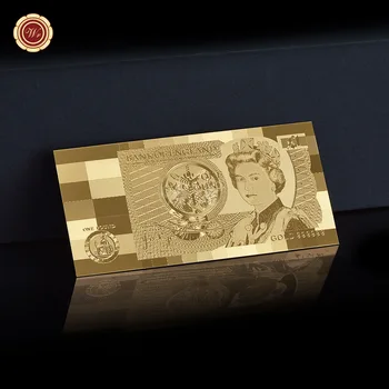  WR Queen Elizabeth United Kindom Банкнота из Золотой Фольги достоинством в 1 Фунт Стерлингов Поддельные Деньги Великобритании с Пластиковым Вкладышем Подарок для коллекции