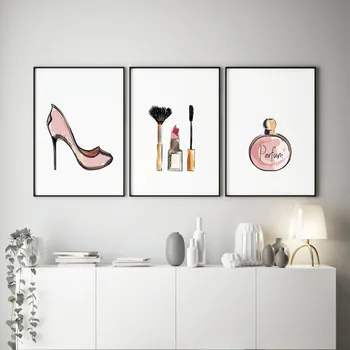  Картины на холсте в скандинавском стиле, женский плакат и принт, настенные панно на туалетный столик для домашнего декора в гостиной Без рамки
