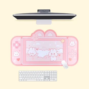  Коврик для компьютерной мыши, игровая клавиатура Joy Con Настольный Коврик для мыши Kawaii Bunny Pink, очень большой офисный настольный коврик, Игровые Аксессуары
